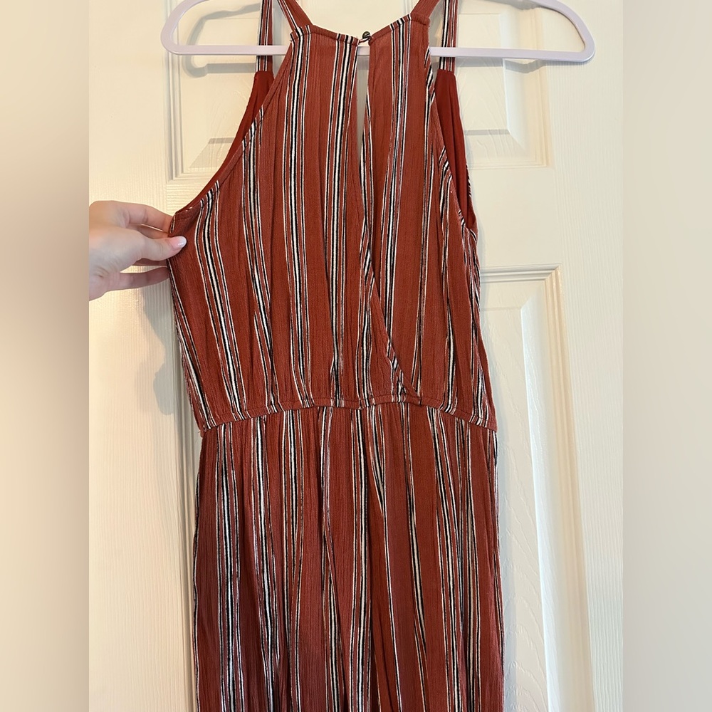 Striped Rust Jumpsuit - Picture 3 of 6